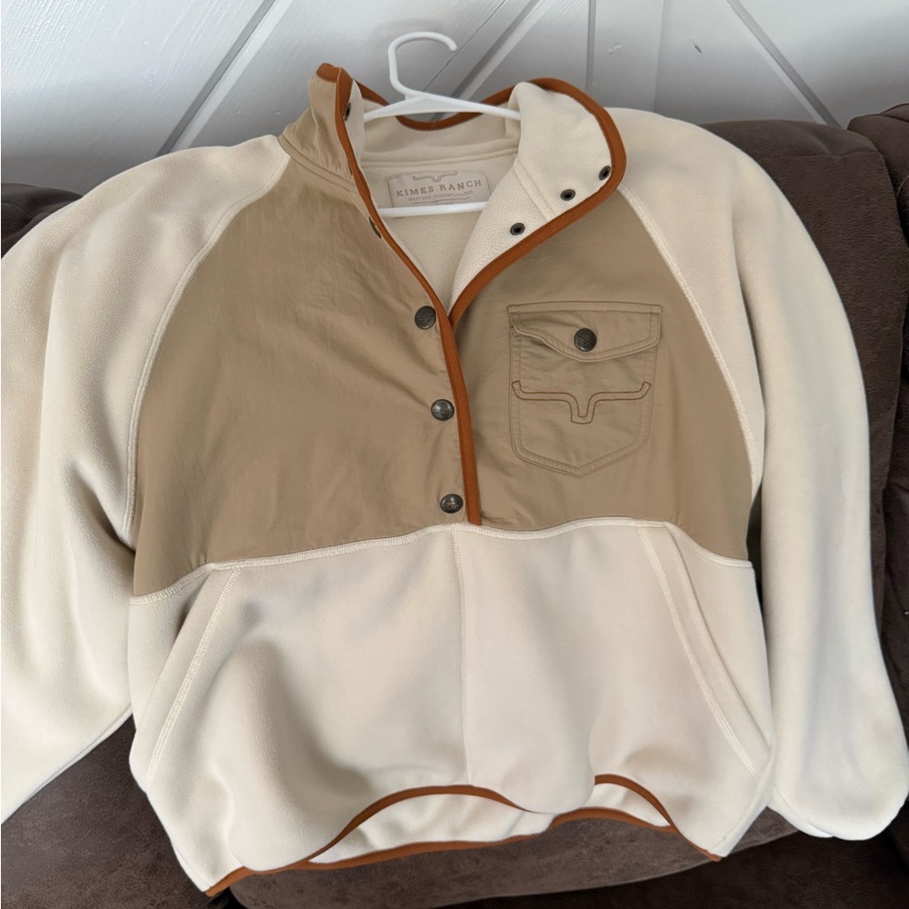 Kimes Ranch Cream and Brown Fleece Pullover